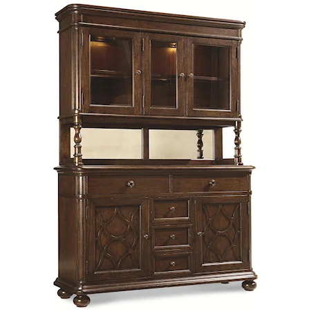 China Cabinet with Glass Doors and Mirrored Back